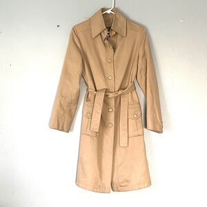 Vintage Trench Coat 10 Tall TWA Airlines Stan Herman Flight Attendant Belted 70s